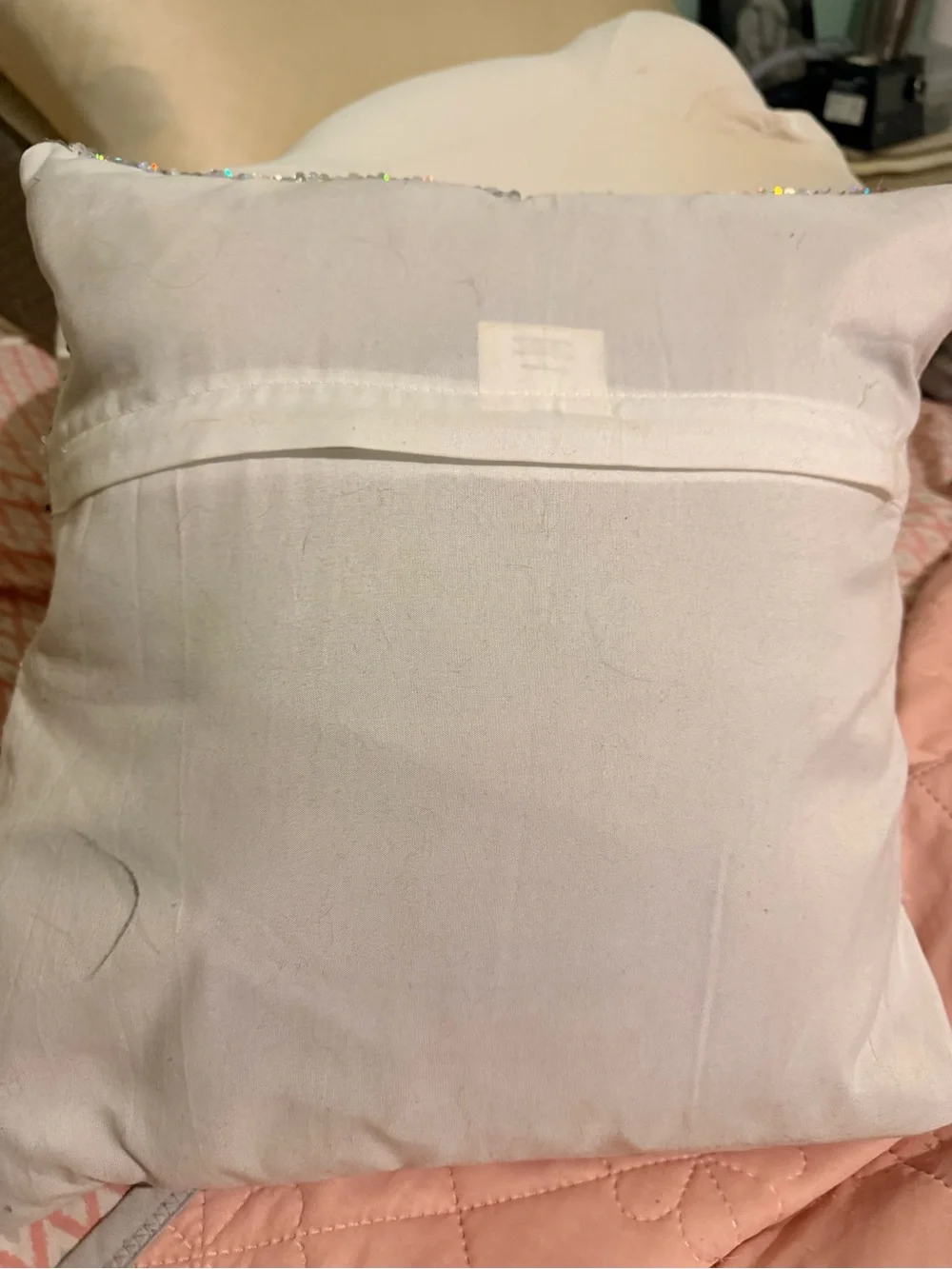 Sequin Sparkle Pillow Silver Holographic
